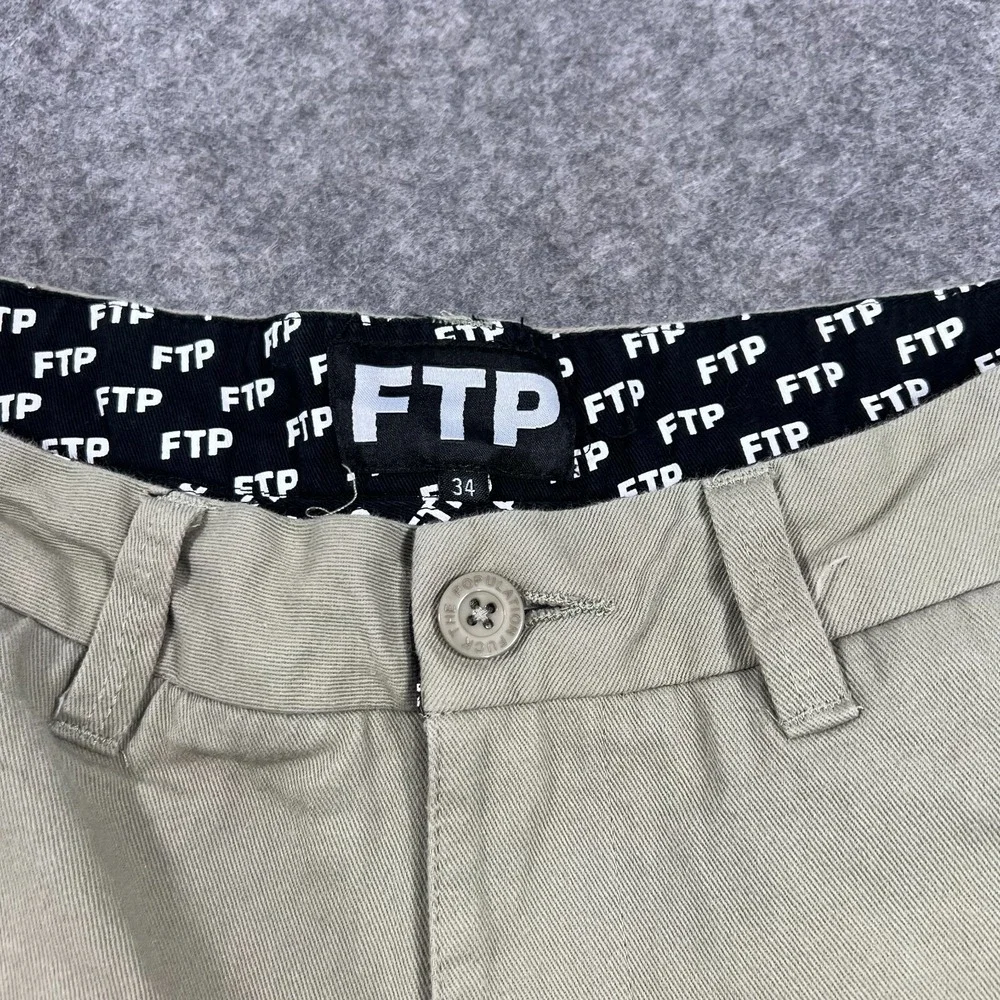 FTP Vintage Beige Flat‎ Front Chino Khaki Straight Leg Pants Men's Size 34x27